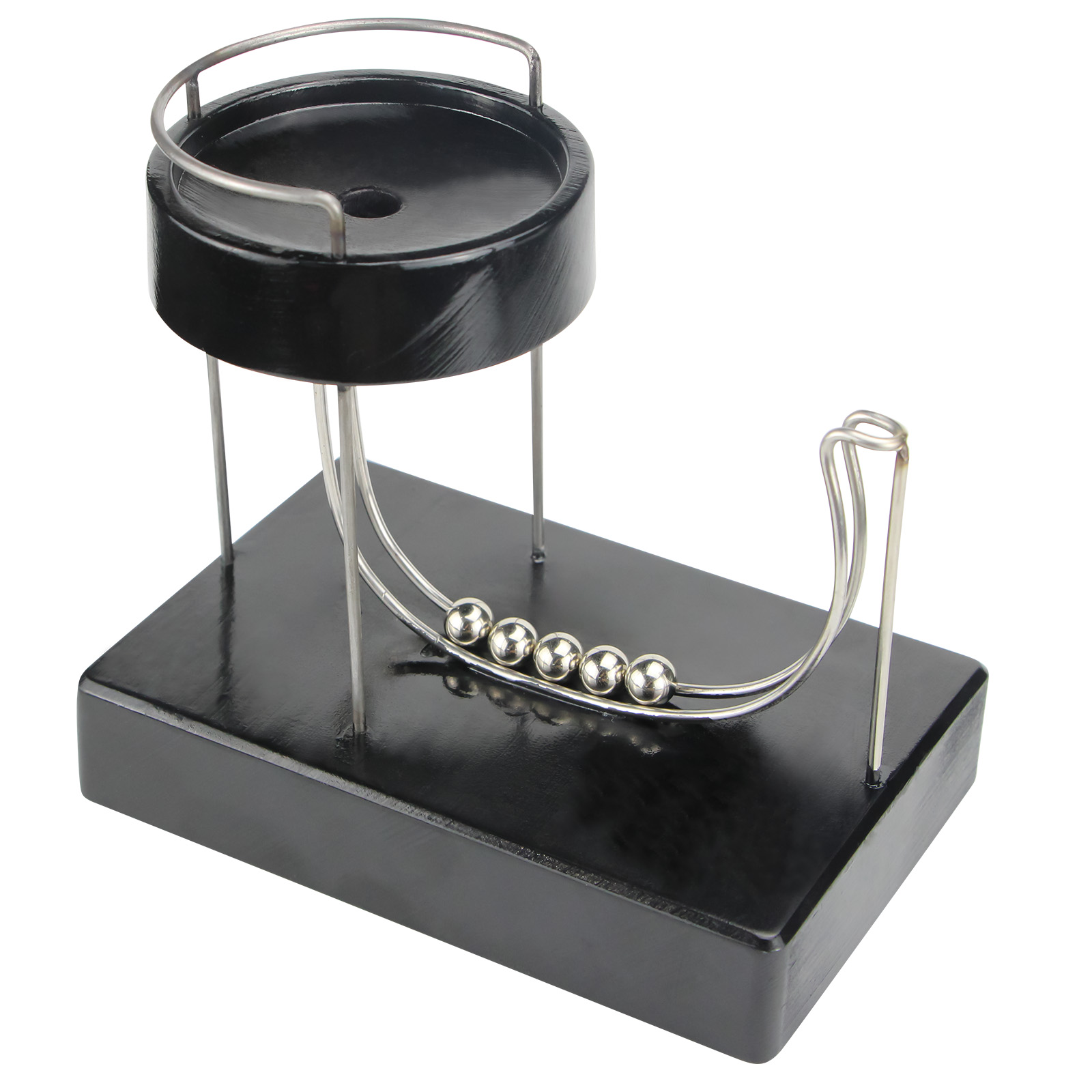 Newton Cradle Large - Machine en plastique perpétuelle chargée noire,