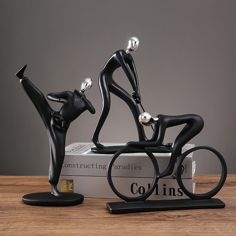 Newton Cradle Large - Noir moderne abstrait résine vélo cycliste